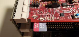 microSD card partially inserted in TWR-K70F120M Tower